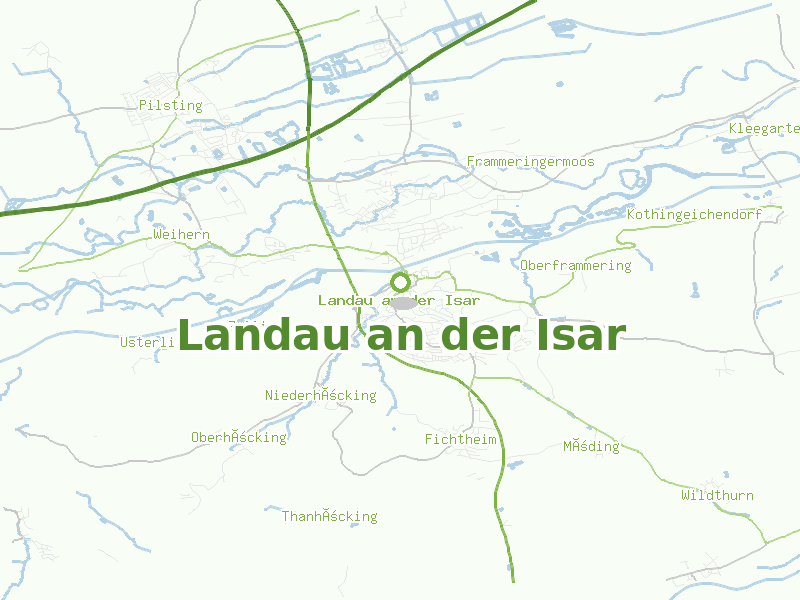Karte von Landau an der Isar